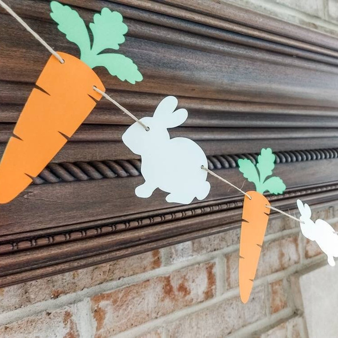 Easter Garland, Bunny and Carrot Garland, Bunny Banner, Spring Banner ...