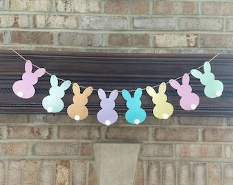 Easter garland, Bunny banner, Spring banner, fireplace decor, mantle banner, bunny garland, Spring decor, Easter bunny, Easter banner