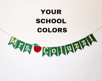 Custom Teacher name banner, School colors, teacher desk decor, Teacher gift, classroom decor, teacher decor, classroom door decorations