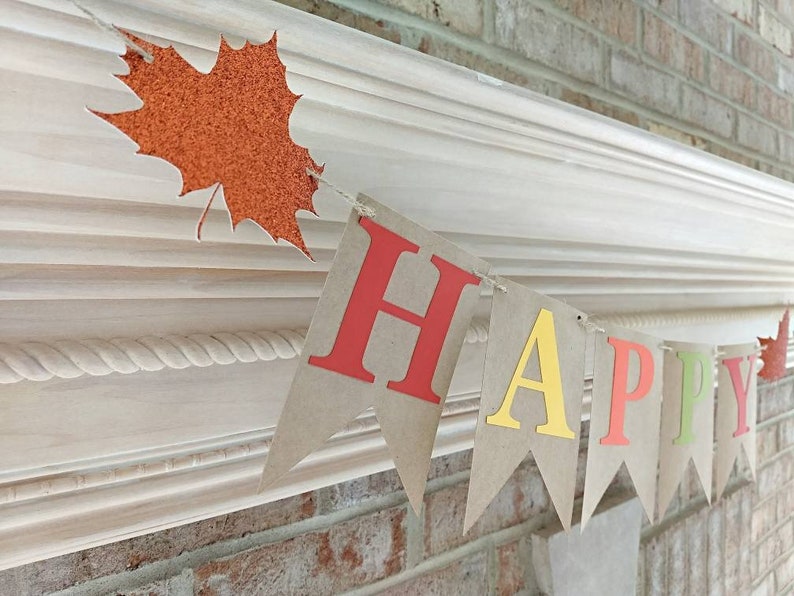 Happy Fall Banner Fall Decor Mantle Garland Fireplace Etsy