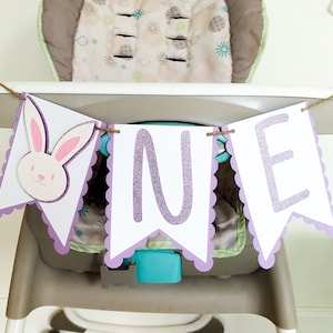 Bunny high chair banner, Some bunny is One, bunny birthday decorations, spring first birthday, ONE banner, bunny party decor