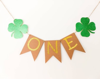 Shamrock high chair banner, Lucky One highchair, St. Patricks Day banner for birthday, 1st Birthday banner, Shamrock banner for high chair