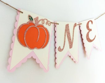 Our little pumpkin high chair banner, Our little pumpkin is turning one, 1st birthday high chair banner, pumpkin birthday, ONE banner