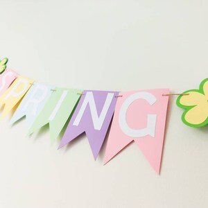 Spring banner for mantle, Spring garland, mantle banner, Easter banner, Fireplace garland, spring decor, happy spring sign, mantle decor image 6