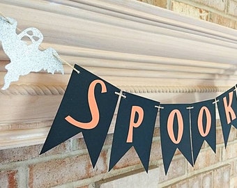 Halloween decor spooky banner, halloween decorations, ghost decor, halloween garland, halloween party, photo prop, party decor