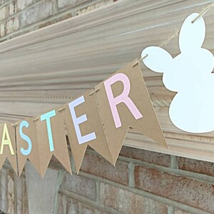 Happy Easter banner, Easter garland, paper easter banner, Easter photo prop, fireplace banner, mantle garland, Easter sign, Bunny banner image 4