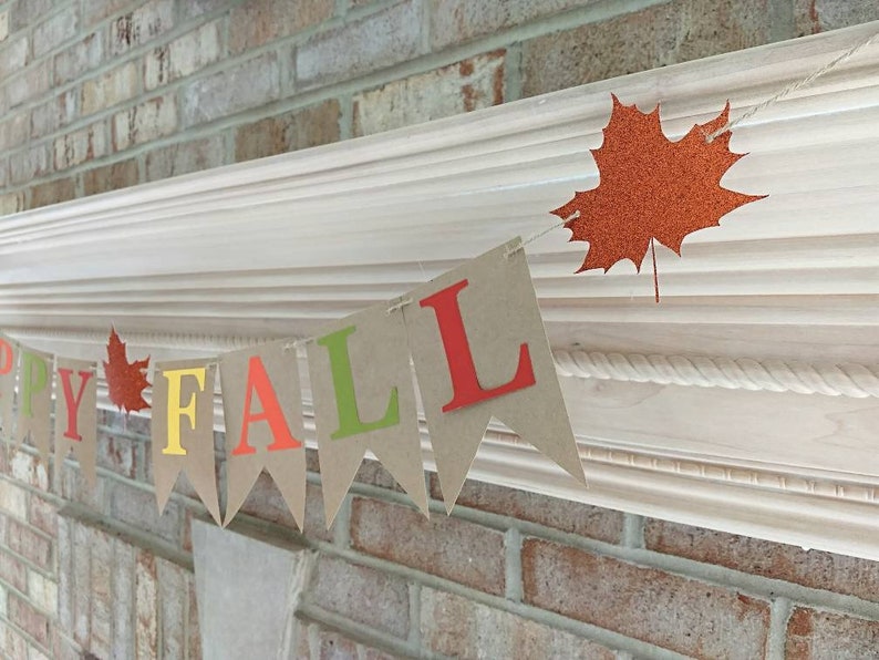 Happy Fall Banner Fall Decor Mantle Garland Fireplace Etsy