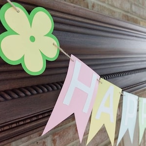 Spring banner for mantle, Spring garland, mantle banner, Easter banner, Fireplace garland, spring decor, happy spring sign, mantle decor image 2