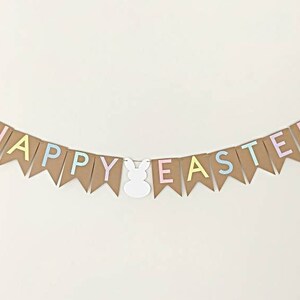 Happy Easter banner, Easter garland, paper easter banner, Easter photo prop, fireplace banner, mantle garland, Easter sign, Bunny banner image 5