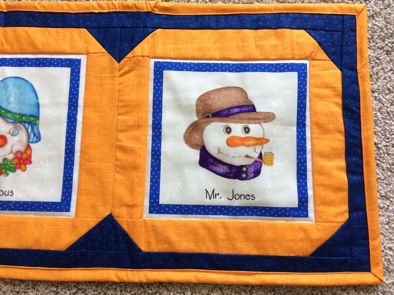 Cute Snowman Christmas Table Runner
