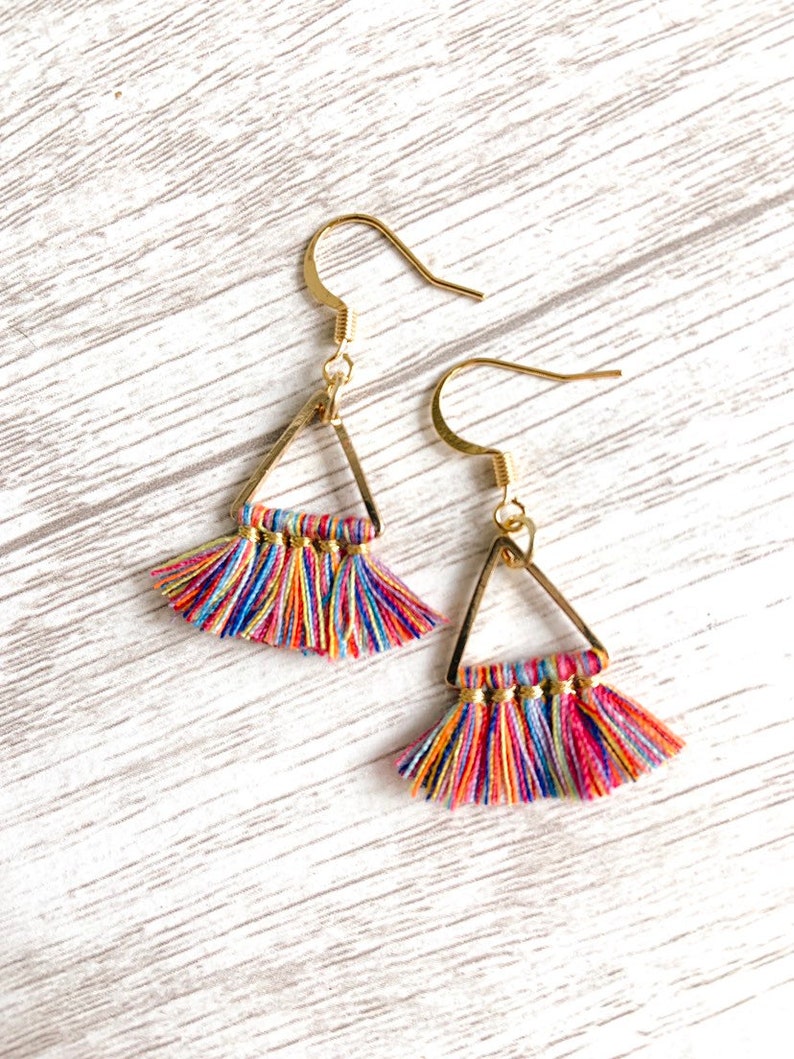 Mini Triangle Tassel Earrings image 4