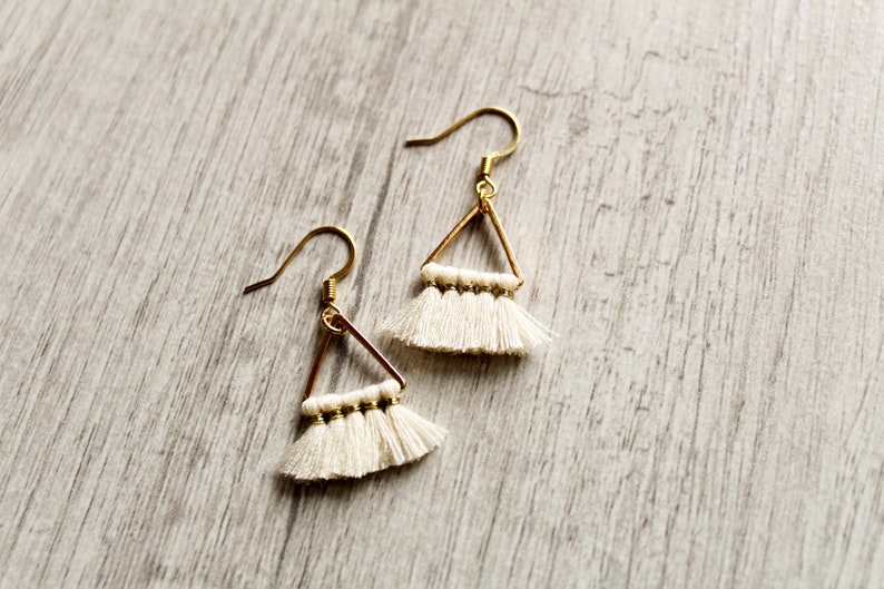 Mini Triangle Tassel Earrings image 1