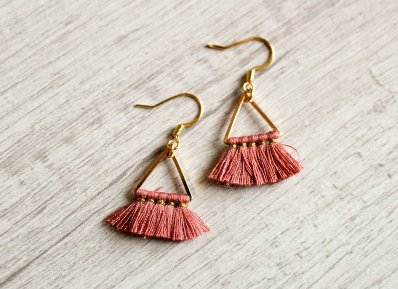 Mini Triangle Tassel Earrings image 5