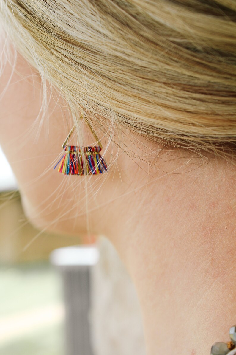 Mini Triangle Tassel Earrings image 2