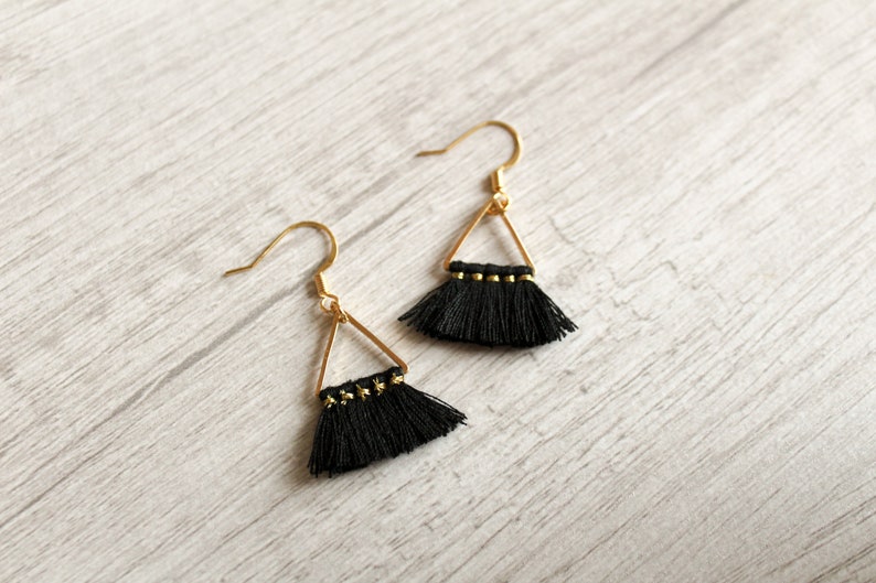 Mini Triangle Tassel Earrings image 3