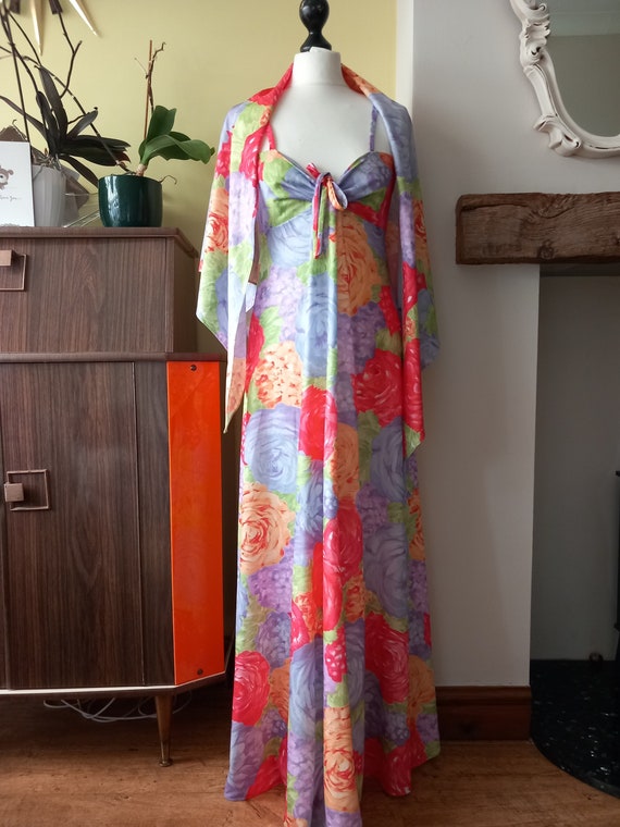 1970s Polly Peck by Sybil Zelker, Maxi dress and shaw… - Gem
