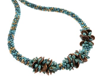 Complete Kit - Kumihimo Legana Rocks 8 Strand Statement Sea and Sand Necklace
