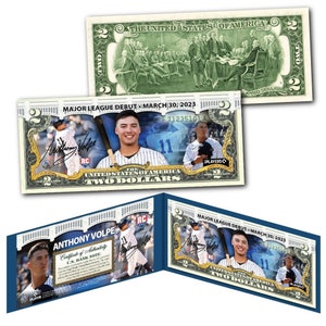 ANTHONY VOLPE Yankees Rookie Debut Officially Licensed Major League Baseball Genuine U.S. 2.00 Dollar Bill