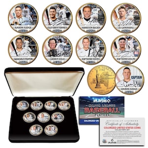 2023 YANKEES Baseball Licensed MLB 9-Coin New York State Quarters w/Box Certificate- Judge Volpe Stanton Cole Rizzo - Fast Free Ship to U.S.