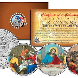 JESUS CHRIST Nativity - Resurrection - Last Supper -  John F. Kennedy Half Dollar 3 Coin Set - Ships to U.S. Free and Fast