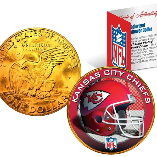 NFL Team Helmet Logo 24K Gold Plated Eisenhower "IKE" Dollar US Coin - Choose Team - Ships Fast, Free to U.S.