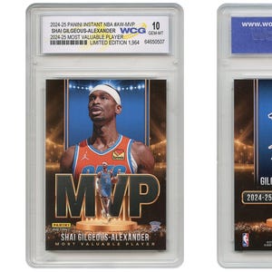 2024-25 Panini Shai Gilgeous-Alexander SGA - Basketball Most Valuable Player Card #AW-MVP - Graded Gem - Mint 10
