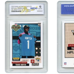 Carte Panini Travis Hunter 2025 NFL Draft Pick #2 Rookie Card #NFLDN-2 - Graded Gem Mint 10