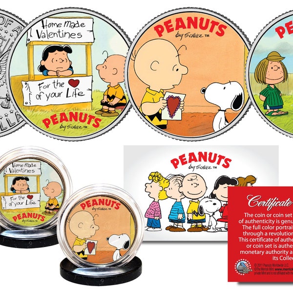 Peanuts VALENTINE's DAY JFK Half Dollar 3-Coin Set w/Snoopy, Lucy, Charlie Brown and more - Ships Fast & Free to U.S.