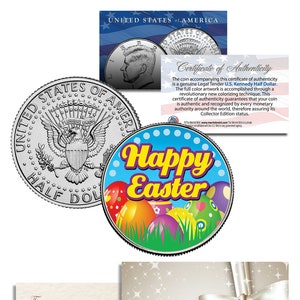 Moneda de medio dólar estadounidense de John F. Kennedy con tarjeta de regalo, edición "Huevos de colores" de Felices Pascuas