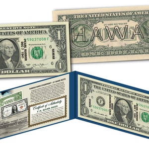 HAWAII One Dollar Overprint WWII Emergency Pearl Harbor Modern One Dollar Bill - Ships Fast - Free Ship to U.S.