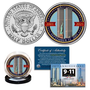 9-11 World Trade Center 20th Anniversary * TOWERS * JFK Half Dollar Coin