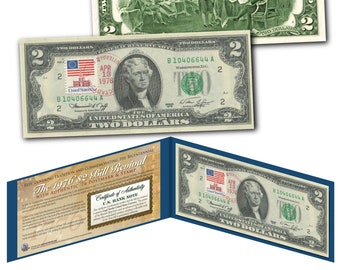 1976 UNC Genuine 2 Dollar U.S. Bill with 1976 Stamp and 1976 Postmark - 1st Day Issue - Ships Fast & FREE to U.S.
