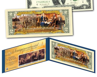 2026 Semiquincentennial America's 250th Anniversary 2.00 Dollar Bill with 4 Panel Stamp Strip