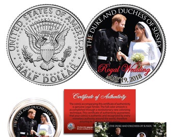 Prince Harry & Meghan Markle Official Look of Love Photo Royal Wedding JFK Coin - Ships to U.S. Free and Fast