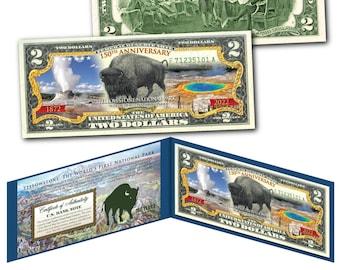 Yellowstone: First National Park 150th Anniversary * B&W Bison * Edition Genuine Legal Tender 2 Dollar Bill -  - Ships Fast and FREE to U.S.