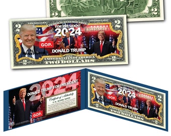 DONALD TRUMP for President 2024 Official Genuine Legal Tender U.S. 2.00 Dollar Bill