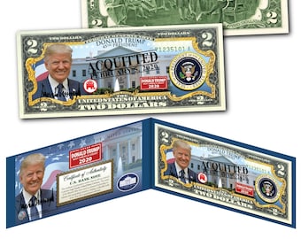 LIMITED RELEASE! Donald Trump *Acquitted* Two Dollar Bill on Genuine U.S. Currency in Deluxe Vinyl Folio - Ships Fast & FREE