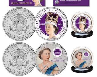 Queen Elizabeth II &quot;Platinum Jubilee&quot; John F. Kennedy Half Dollar U.S. 2 Coin Set