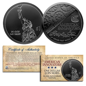 American Innovation Statehood 1 Dollar Coin - 2018 1st Release BLACK RUTHENIUM EDITION
