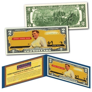 BABE RUTH 1933 Sport Kings # 2 New York Yankees Iconic Card Art auf echtem 2 Dollar Bill - Fast Free Ship in die USA