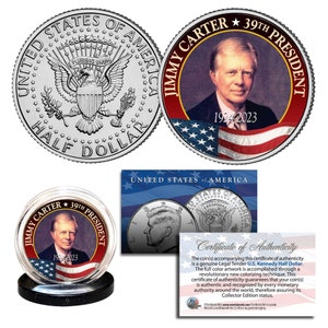 JIMMY CARTER 39° Presidente "In Memoriam 1942-2024" Moneta da mezzo dollaro John F. Kennedy - Spedizione veloce e gratuita negli Stati Uniti.