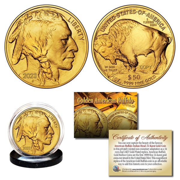 2023 American Buffalo 24K Gold Plated Privately Minted Non-Monetary Tribute Coin - Ships Fast & Free to U.S.