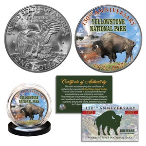 Yellowstone: First National Park * 150th Jubiläum * Eisenhower IKE Dollar Münze - - wird schnell und KOSTENLOS in die USA versendet.