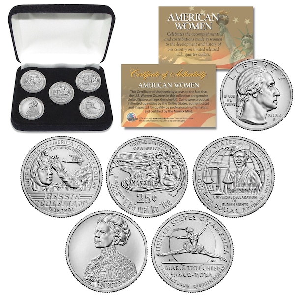 American Women 2023 Series U.S. Mint Quarters 5-Coin Set in Capsules w/BOX - Choose P or D Mint - Fast, Free Ship to U.S.