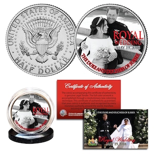 Prins Harry &Meghan Markle Official Royal Wedding JFK Coin &quot;Black-White&quot; Edition - Verzendt gratis en snel naar de VS