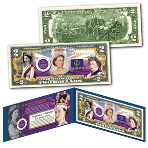 Queen Elizabeth II "Platinum Jubilee" Two Dollar Bill Genuine US Currency - Ships Fast, Free to US
