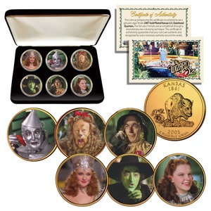WIZARD OF OZ Kansas Quarters 24K Gold Clad 6-Coin Set con Display Gift Felt Box - Envíos rápidos y gratis a EE. UU.