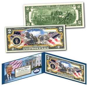 Donald Trump 5th FACE on Mt. Rushmore 2.00 Dollar Bill on Genuine U.S. Currency - Ships Fast & FREE to U.S.