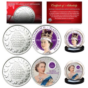 Queen Elizabeth II "Platinum Jubilee" Royal Canadian Mint Medallion 2 Coin Set - Ships to U.S. Free and Fast