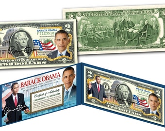 Billete de dos dólares "44.º presidente" de la toma de posesión de BARACK OBAMA: moneda de curso legal genuina de EE. UU. ¡Envío rápido y GRATIS a EE. UU.!